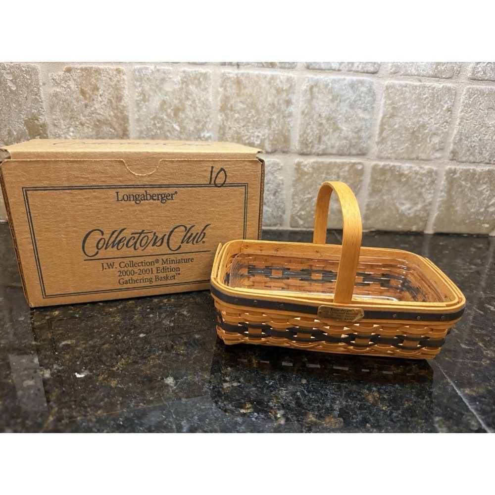 NEW Longaberger Collectors Club 2000 JW Miniature Gathering Basket & Liner
